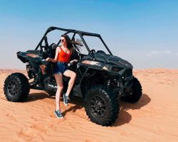 a girl with dune buggy